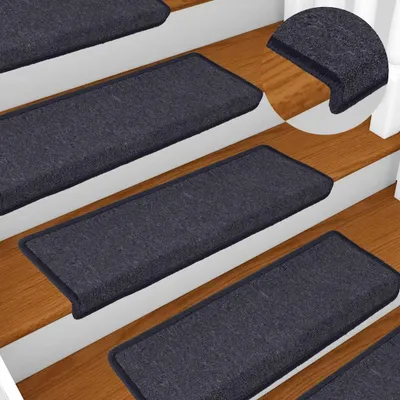 Produktbild von vidaXL Stufenmatten 30 Stk. 65 x 21 x 4 cm Dunkelgrau und Blau Rechteckiger Rand