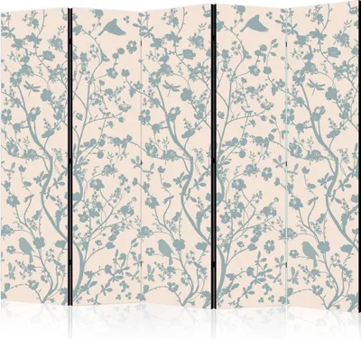 Produktbild von 5-teiliger Doppelseitiger Vlies Paravent - Spring commotion II 225x172 cm Blumen b-C-0428-z-c