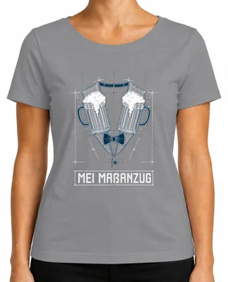 Produktbild von Mei Maßanzug Bier Maßkrug Trachtenshirt Lederhose JGA Damen T-Shirt, Grau, 3XL