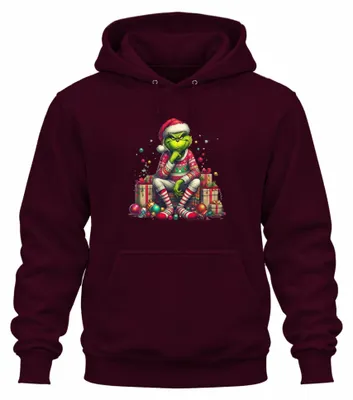 Produktbild von Grinch Ugly Christmas Sweater Lustig Böse Wichteln Xmas Hoodie Kapuzenpullover, Burgundy, 3XL