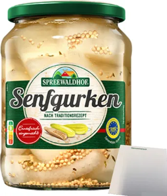 Produktbild von Spreewaldhof Senfgurken traditionell gewürzt (670g Glas) + usy Block