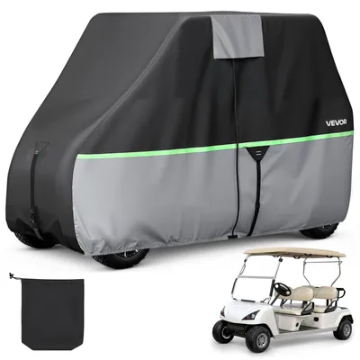 Produktbild von VEVOR Golfwagenabdeckung für 2+2/4-Sitzer-Golfwagen (die Meisten Golfcarts von Club Car, Yamaha, EZGO & Honda), Regenabdeckung aus 600D-Oxford-Gewebe, mit PolyurethanBeschichtung & 3 Reißverschlusstüren