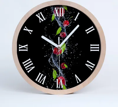 Produktbild von Holzuhr 25fi cm wanduhr - weiße Spitzen - Kirschen