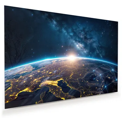 Produktbild von Glasbild 120x80cm in XXL für Wohnzimmer, Schlafzimmer Motiv Sonnenaufgang Erde