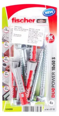 Zdjęcie produktu dla Fischer DUOPOWER 10 x 50 S, Okrągły, Metal, Plastik, 5 cm, 5 cm, 1 cm, 7 cm