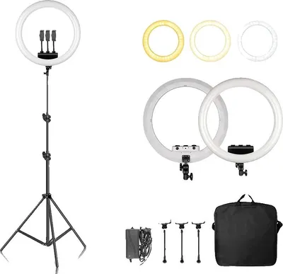 Zdjęcie produktu dla Oświetlenie pierścieniowe, regulowana jasność, obrót o 360°, 200 cm, białe
