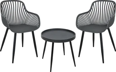 Produktbild von SVITA PHILLY Sitzgruppe Balkonmöbel Set 3 teilig Grau/Schwarz