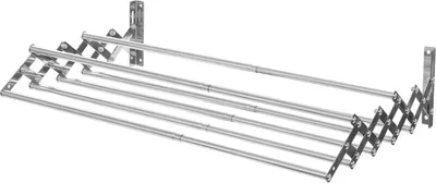 Image de Séchoir à linge mural - Barre à linge - Extensible - 7 barres - Acier inoxydable - Argent