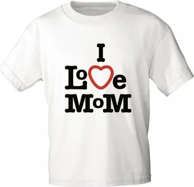 Produktbild von Kinder T-Shirt mit Aufdruck - I Love Mom -  06935 - weiß - Gr. 86-164 Größe - 134/146