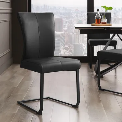 Produktbild von riess-ambiente Freischwinger SAMSON schwarz Echtleder Metallrahmen mit Komfortgriff modern