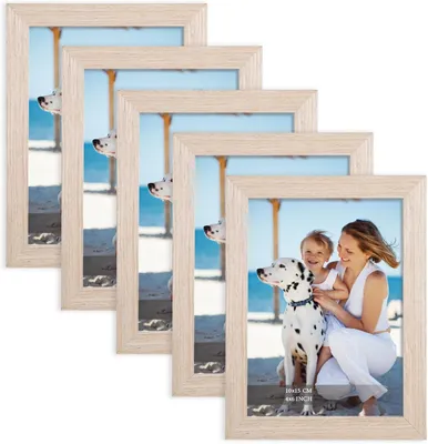 Productafbeelding van Fotolijsten 10 x 15 cm, set van 5, eiken MDF, plexiglas, voor foto's