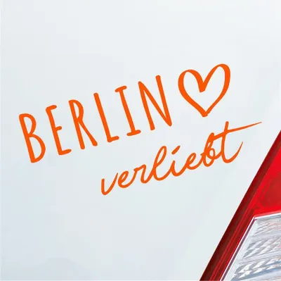 Produktbild von Auto Aufkleber Berlin verliebt Herz Stadt Heimat Liebe Car 19x9 cm Orange Sticker Heckscheibenaufkleber