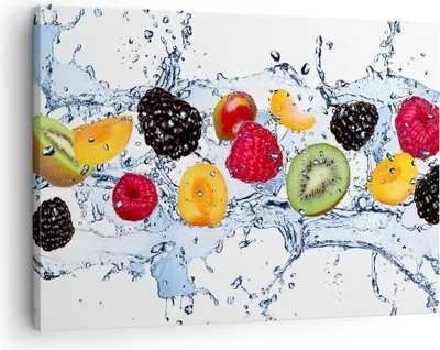 Produktbild von Bild auf Leinwand - Leinwandbild - Wasser Früchte frisch Essen - 70x50cm - Wand Bild - Wanddeko - Leinwanddruck - Bilder - Kunstdruck - Wanddekoration - Leinwand bilder - Wandkunst - AA70x50-2675