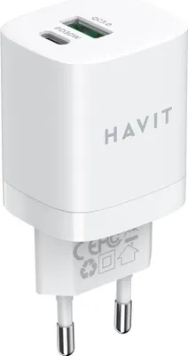 Produktbild von Havit USBA USBC UC30 EU Ladegerät weiß