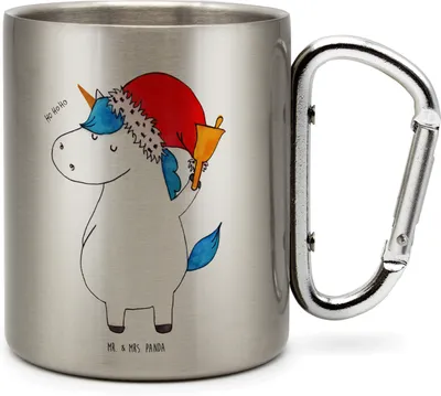 Produktbild von Mr. & Mrs. Panda Thermobecher Einhorn Weihnachtsmann - Transparent - Geschenk, Gin, Becher Aus Edelstahl, Unicorn, Edelstahl-Isolierbecher, Einhörner, Schokolade