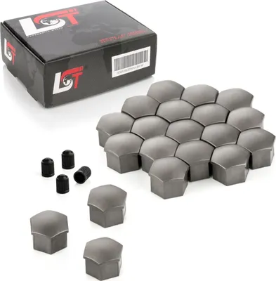 Produktbild von 20x Radschrauben Kappen Set 17 mm grau für JAGUAR DAIMLER MAYBACH MERCEDES