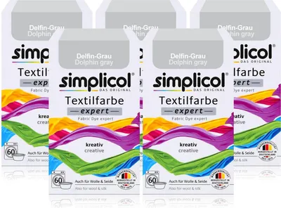 Produktbild von Simplicol Textilfarbe expert Delfin-Grau 150g - Farbe zum Färben (5er Pack)