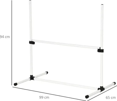 Obrázok produktu pre Sada pre výcvik agility pre psov, nastaviteľné prekážky, ľahký plast, 99 cm x 65 cm x 94 cm, 4 prekážky, 2 slalomové tyče