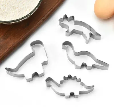 Produktbild von 4-teiliges Dinosaurier-Ausstechformen-Set, große Dinosaurier-Ausstechformen, Dinosaurier-Ausstechformen, Brotausstecher für Kinder, Weihnachtsausstechformen-Set, Ausstechformen