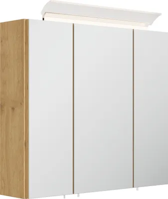 Produktbild von Spiegelschrank 70cm inkl. Design LED-Lampe und Glasböden eiche gold : Eiche Gold