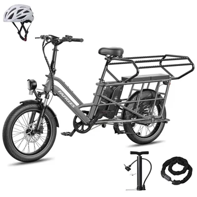 Produktbild von E-Bike für zwei Kinder mit Doppelakku & Kindersitz – Longtail-Pedelec mit 25 km/h und 170 km Reichweite - Graphitgrau
