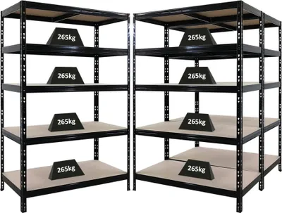 Produktbild von Mega Deal | 3x Schwerlastregal Tiger | HxBxT 180x120x60cm | Fachlast 265kg | Schwarz | Garagenregal, Lagerregal, Steckregal, Kellerregal, Werkstattregal