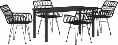 Immagine prodotto di vidaXL Set da pranzo da giardino 5 pezzi in acciaio verniciato a polvere nero