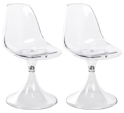 Produktbild von BELIANI Esszimmerstuhl 2er Set Transparent Kunststoff mit Standfuß ohne Armlehnen Modernes Design Schalenstuhl Plastikstuhl Küchenstuhl Stuhlset