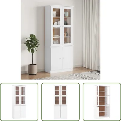 Immagine prodotto di The Living Store Vetrina ALTA White 77x35x186,5 cm in legno di pino massiccio