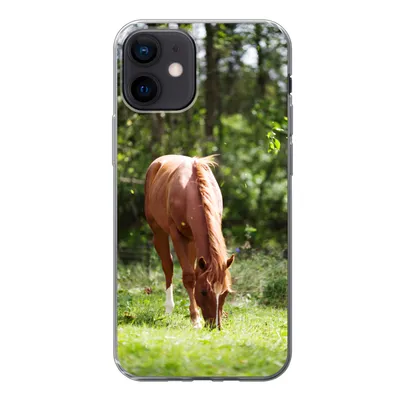 Produktbild von MuchoWow® Handyhülle Schutzhülle Hülle für iPhone 12 Pferd - Blumen - Licht Silikon Softcase Handy Hülle - Schutzhülle