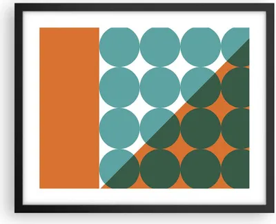 Produktbild von Gerahmtes Poster - Schwarzer Rahmen - Koliken Türkis Orange - 50x40 cm - Wand Bild - Wanddeko - Wandbilder - Kunstposter - Wandposter - Bilderrahmen - Bilder - Kunstdruck - P2BAA50x40-4606