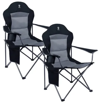 Produktbild von Klappstuhl Campingstuhl Angelstuhl - Belastbar bis 160 kg - Hohe Rückenlehne - Mit Kühltasche und Becherhalter