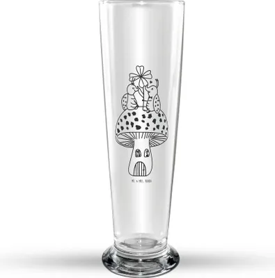Produktbild von Mr. & Mrs. Panda Bierglas Marienkäfer Fliegenpilz - Transparent - Geschenk, Glasbecher, Glasbierglas, Wohnung, Bierbecher, Trinkglas, Haus, Lustige Sprüche, Bier Glas