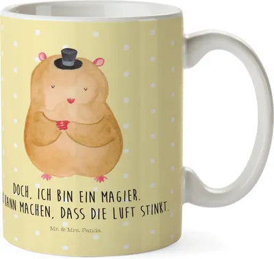 Produktbild von Mr. & Mrs. Panda Mehrwegbecher Hamster Hut - Gelb Pastell - Geschenk, Zylinder, Camping Tasse, Trinklernbecher, Plastikbecher, Lustige Sprüche, Zwerghamster, Zauberer