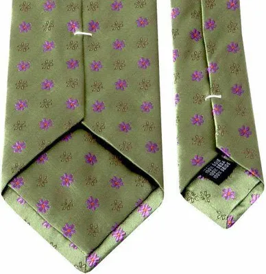 Produktbild von Herren Krawatte aus Seiden-Jacquard, Olivgrün mit Blütenmuster