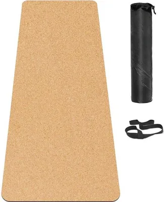 Immagine prodotto di Tappetino da yoga Ibenzoa® in sughero e TPE: tappetino antiscivolo per yoga, pilates e allenamenti a casa, superficie in sughero naturale, base in TPE