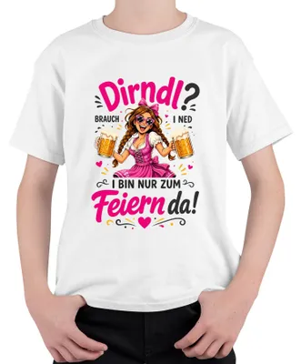 Immagine prodotto di Non indosso il dirndl. Sono qui solo per festeggiare. Pantaloni di pelle, maglietta per bambini, bianca, taglia 104, adatta all'Oktoberfest