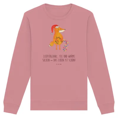 Produktbild von Mr. & Mrs. Panda Baumwoll Sweatshirt Fuchs Weihnachten Größe M - Canyon Pink - Geschenk, Winter, Bio Pullover, Nikolaus, Pulli, Sweater, Füchse, Heiligabend