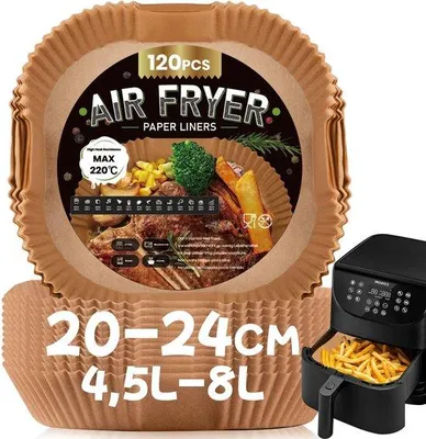 Immagine prodotto di Carta da forno per friggitrice ad aria, 120 fogli, antiaderente, impermeabile, oleorepellente, 4,5-8 L