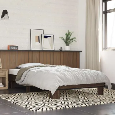 Produktbild von Möbel Bettgestell Braun Eichen-Optik 100x200 cm Holzwerkstoff Metall - Klassische Betten 845871