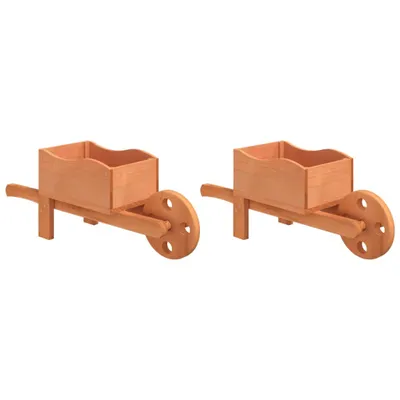 Image de vidaXL Pots à plantes design brouette 2 pcs. 47x15x19 cm bois massif