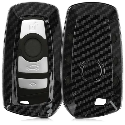 Produktbild von kwmobile Autoschlüssel Hülle kompatibel mit BMW 3-Tasten Funk Autoschlüssel (nur Keyless Go) - Hardcover Schutzhülle Schlüsselhülle Cover Carbon
