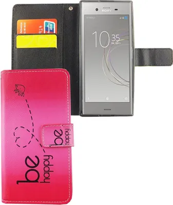 Produktbild von Handyhülle Tasche für Handy Sony Xperia XZ1 Be Happy Pink