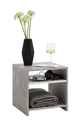 Image de FMD Table basse avec plateau gris béton et blanc