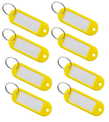 Immagine prodotto di 15 portachiavi personalizzabili - Etichette per portachiavi personalizzabili | Portachiavi personalizzabile | Portachiavi in plastica con etichette intercambiabili - Colore: giallo