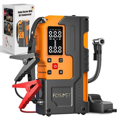 Produktbild von 7000A 12V Starthilfe Powerbank mit 150PSI Kompressor & Smart-Klemmen,Starthilfe Auto mit LCD Bildschirm und 800 Lumen Notlicht 26800mAh