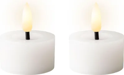 Produktbild von LED Teelichter 4,4x5cm mit Timer Wachs 2 Stück Weiß / Warmweiß