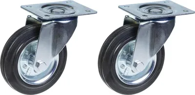 Immagine prodotto di ruote in gomma da 200 mm e 8", girevoli, portata di 400 kg, set di 2 pezzi