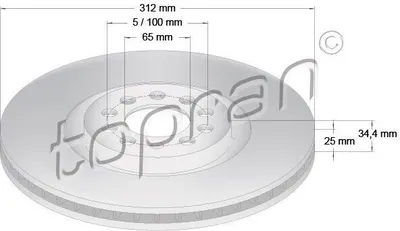 Produktbild von 2x TOPRAN Bremsscheibe 109 524 vorne für VW Golf IV Schrägheck (1J1) 34 4mm