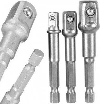 Produktbild von 3-tlg. Adapter Satz Stecknuss Halter für Akkuschrauber 1/4 3/8 1/2